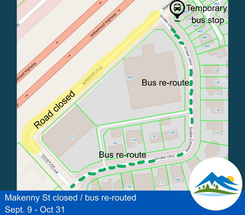 Road closure and temp bus stop